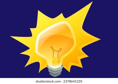 glowing light bulb icon on blue background