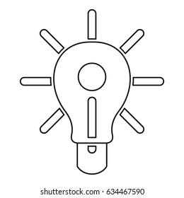 Glowing light bulb icon in outline style isolated vector illustration