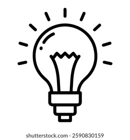 Glowing Light Bulb Icon Representing Creative Thinking and Bright Ideas