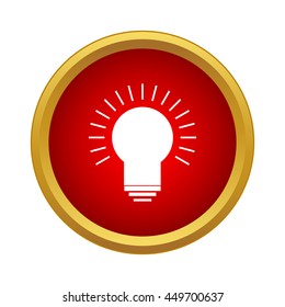 Glowing light bulb icon in simple style on a white background