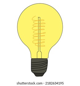 Glühbirnen-Symbol. Vektordoodle-Illustration einer Glühbirne. Energiesparlampe.