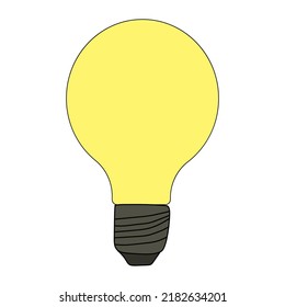 Icono de la bombilla brillante. Ilustración vectorial del doodle de una bombilla incandescente. Bombilla de ahorro de energía.