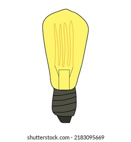 Icono de la bombilla brillante. Ilustración vectorial del doodle de una bombilla incandescente. Bombilla de ahorro de energía.