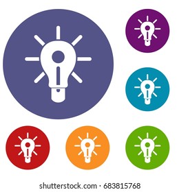 Glowing light bulb icons set