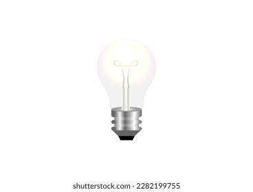 Bombilla de luz brillante aislada sobre fondo blanco. Ilustración vectorial.