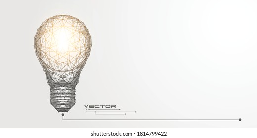 Glowing light bulb .Lamp of lines and dots.Business concept .Technology banner.Vector illustration.