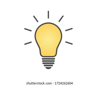 Glowing Light Bulb On White Background.