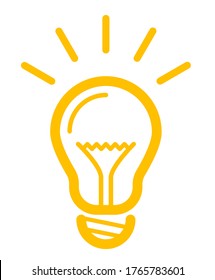 bombilla brillante icono de línea simple como icono de idea o inspiración. ilustración de vector de bombilla de brillo