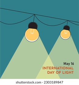 Un diseño de ilustración vectorial de bombilla brillante puede ser usado como un saludo para conmemorar el Día Internacional de la Luz