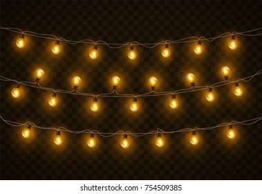 Glowing light bulbs design.Garlands, Christmas decorations.