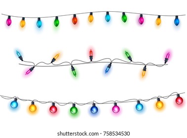 Glowing light bulbs design.Garlands, Christmas decorations.
