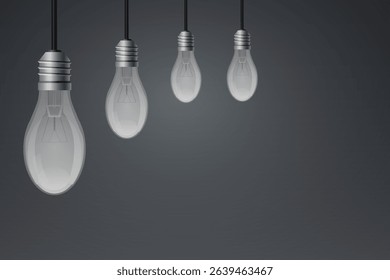 Glowing light bulbs and lights. On a transparent background.