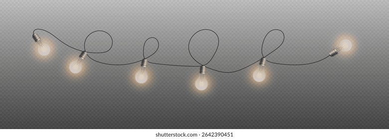 Glowing light bulbs, New Year's garland.