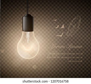 glowing light bulbs set of hanging lights on a transparent background