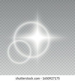 Glowing light burst explosion transparent. Vector illustration for cool effect decoration with ray sparkles. Bright star. 