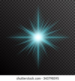 Glowing light burst with sparkles on a plaid dark black background. Transparent gradient star, lightning flare. Magic, bright, natural effects. Abstract texture template for your design and business.