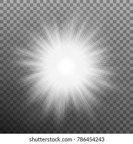 Glowing light bursts with flare on transparent background. And also includes EPS 10 vector