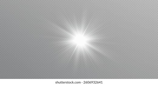 Glowing light bursts . Glow light effect, explosion, glitter, lens flare, sun flash, spark, star. Abstract image lighting flare, stars. Vector illustration