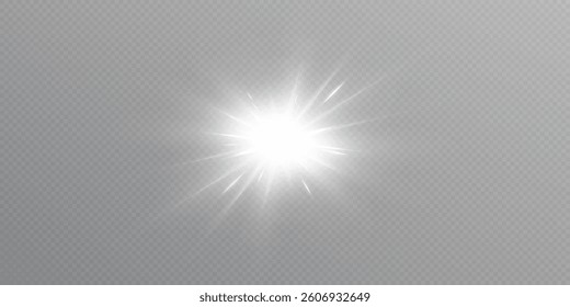 Glowing light bursts . Glow light effect, explosion, glitter, lens flare, sun flash, spark, star. Abstract image lighting flare, stars. Vector illustration