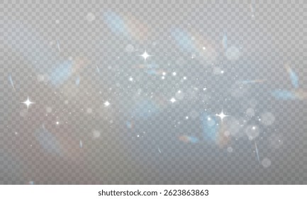 Glowing light bursts with sparkles and glitter. Set of lens flares, sun flash, stars, and bright glow effects. Abstract lighting rays and vibrant spark elements. Vector illustration.