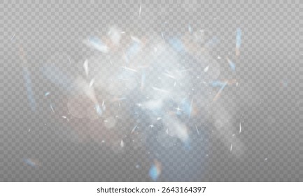 A luz brilhante estoura com faíscas e brilho. Conjunto de clarões de lente, flash solar, estrelas e efeitos de brilho brilhante. Raios de luz abstratos e elementos de faísca vibrantes. Ilustração vetorial.