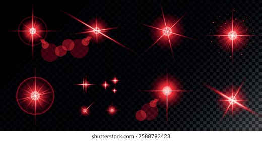 Glowing light bursts with sparks. A set of radiant glow effects, lens flare, explosion, brilliance, light streaks, solar flare, spark, and star. A stunning abstract image of bright flashes and shimmer