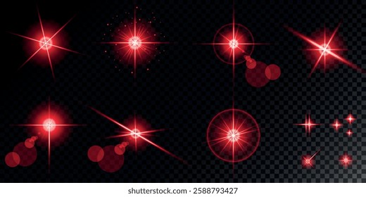 Glowing light bursts with sparks. A set of radiant glow effects, lens flare, explosion, brilliance, light streaks, solar flare, spark, and star. A stunning abstract image of bright flashes and shimmer