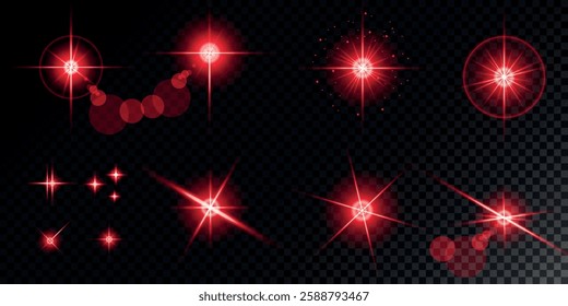 Glowing light bursts with sparks. A set of radiant glow effects, lens flare, explosion, brilliance, light streaks, solar flare, spark, and star. A stunning abstract image of bright flashes and shimmer