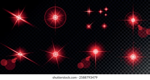 Glowing light bursts with sparks. A set of radiant glow effects, lens flare, explosion, brilliance, light streaks, solar flare, spark, and star. A stunning abstract image of bright flashes and shimmer