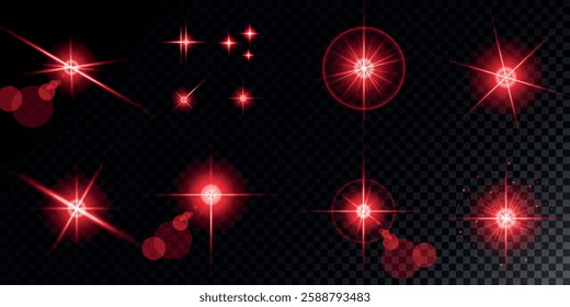 Glowing light bursts with sparks. A set of radiant glow effects, lens flare, explosion, brilliance, light streaks, solar flare, spark, and star. A stunning abstract image of bright flashes and shimmer