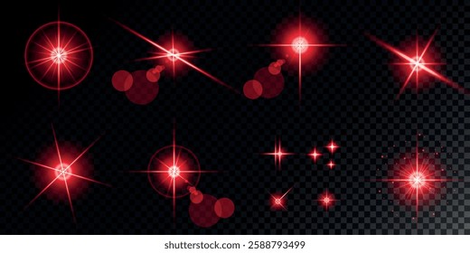Glowing light bursts with sparks. A set of radiant glow effects, lens flare, explosion, brilliance, light streaks, solar flare, spark, and star. A stunning abstract image of bright flashes and shimmer