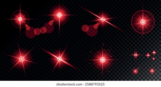 Glowing light bursts with sparks. A set of radiant glow effects, lens flare, explosion, brilliance, light streaks, solar flare, spark, and star. A stunning abstract image of bright flashes and shimmer