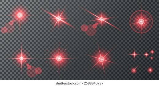Glowing light bursts with sparks. A set of radiant glow effects, lens flare, explosion, brilliance, light streaks, solar flare, spark, and star. A stunning abstract image of bright flashes and shimmer