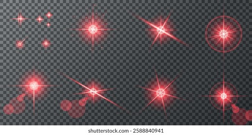 Glowing light bursts with sparks. A set of radiant glow effects, lens flare, explosion, brilliance, light streaks, solar flare, spark, and star. A stunning abstract image of bright flashes and shimmer