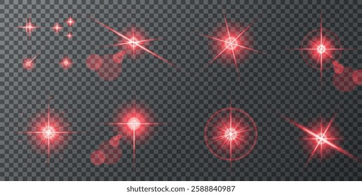 Glowing light bursts with sparks. A set of radiant glow effects, lens flare, explosion, brilliance, light streaks, solar flare, spark, and star. A stunning abstract image of bright flashes and shimmer
