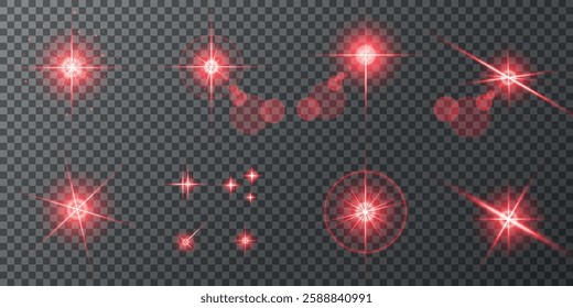 Glowing light bursts with sparks. A set of radiant glow effects, lens flare, explosion, brilliance, light streaks, solar flare, spark, and star. A stunning abstract image of bright flashes and shimmer