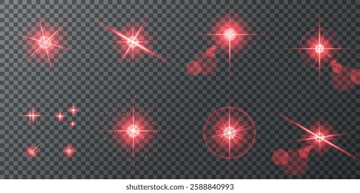 Glowing light bursts with sparks. A set of radiant glow effects, lens flare, explosion, brilliance, light streaks, solar flare, spark, and star. A stunning abstract image of bright flashes and shimmer