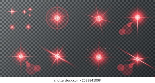 Glowing light bursts with sparks. A set of radiant glow effects, lens flare, explosion, brilliance, light streaks, solar flare, spark, and star. A stunning abstract image of bright flashes and shimmer