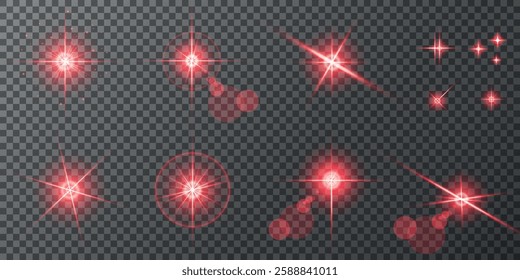 Glowing light bursts with sparks. A set of radiant glow effects, lens flare, explosion, brilliance, light streaks, solar flare, spark, and star. A stunning abstract image of bright flashes and shimmer