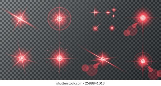Glowing light bursts with sparks. A set of radiant glow effects, lens flare, explosion, brilliance, light streaks, solar flare, spark, and star. A stunning abstract image of bright flashes and shimmer