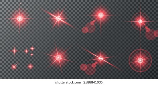 Glowing light bursts with sparks. A set of radiant glow effects, lens flare, explosion, brilliance, light streaks, solar flare, spark, and star. A stunning abstract image of bright flashes and shimmer