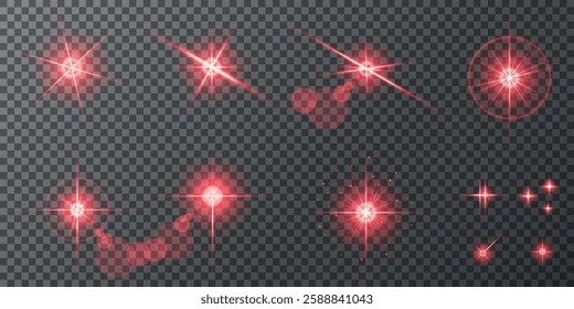 Glowing light bursts with sparks. A set of radiant glow effects, lens flare, explosion, brilliance, light streaks, solar flare, spark, and star. A stunning abstract image of bright flashes and shimmer