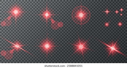 Glowing light bursts with sparks. A set of radiant glow effects, lens flare, explosion, brilliance, light streaks, solar flare, spark, and star. A stunning abstract image of bright flashes and shimmer