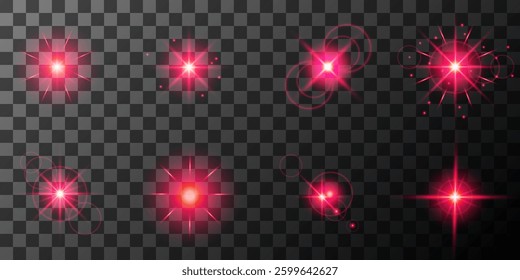 Glowing light bursts with sparks. A set of radiant glow effects, lens flare, explosion, brilliance, light streaks, solar flare, spark, and star. A stunning abstract image of bright flashes and shimmer