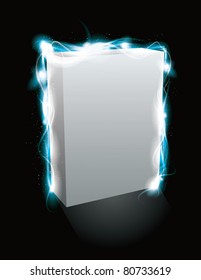 Glowing light effect box product mockup. EPS10 file with transparency