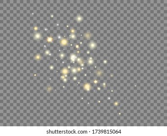 Glowing light effect. Bright golden stars explosion with sparkles on transparent background. Glitter luxury design element. Firework effect. Sun flash. Vector illustration.