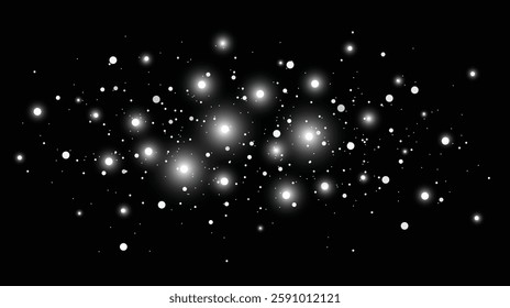 Glowing light effect with dust sparkles. Sparkling particle overlay. Vector illustration