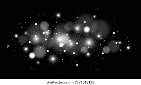 Glowing light effect with dust sparkles. Sparkling particle overlay. Vector illustration