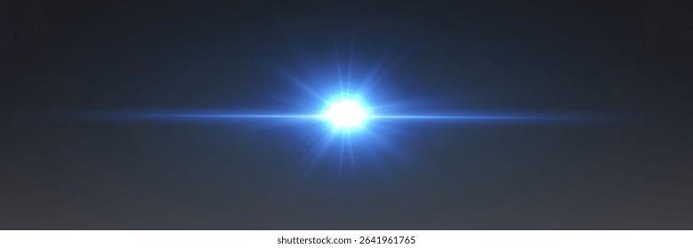 Glowing light effect of explosion. Flash of stars and rays, shine, sparks, lens.