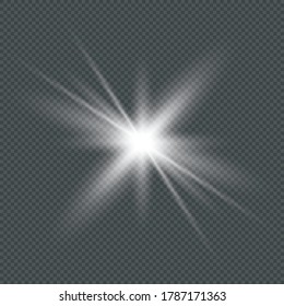 Glowing light effect, flare, explosion and star. Special effect isolated on transparent background